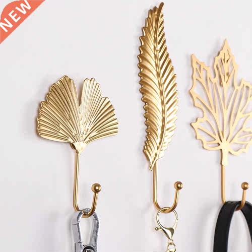 Nodic Style Gold/Geen Leaf Shae Wought Ion Hook Wall Ha