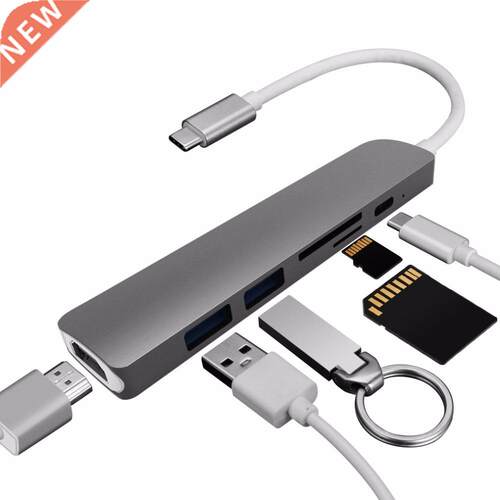 6-in-1 USB-C Type-c Hub 4K HDMI Output with SD/TF Card Reade