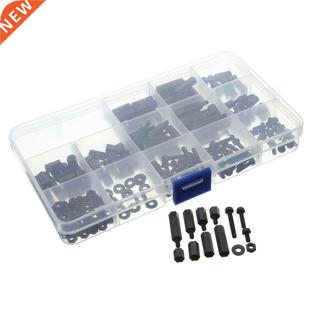260pcs M3NH2 M3 Black Nylon Hex Screw Nut PCB Standoff Assor
