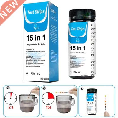 100 Pcs Water Test Strips 15-in-1 Aquarium Water Quality Tes