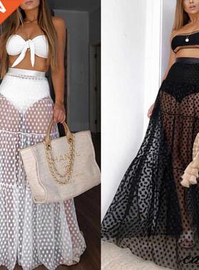 2020 Summer Women Bikini Cover Up Swimsuit Mesh Sheer Transp