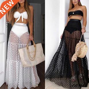2020 Summer Women Bikini Cover Up Swimsuit Mesh Sheer Transp
