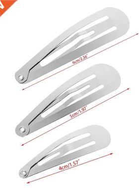 1 Pack 50pcs Silver Tone Snap Hair Clips Craft Bow Headwear