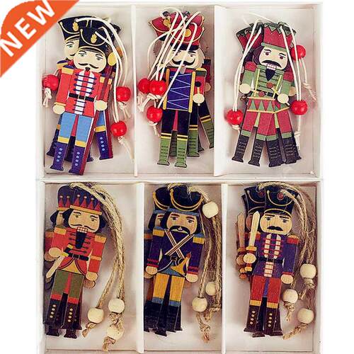 9pcs Wooden Nutcracker Soldier Christmas Tree Hanging Decor