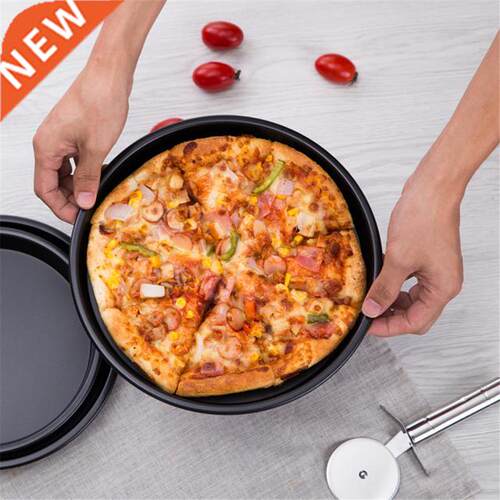 Round Pizza Plate Pizza Pan Deep Di Tray Carbon Steel Non-