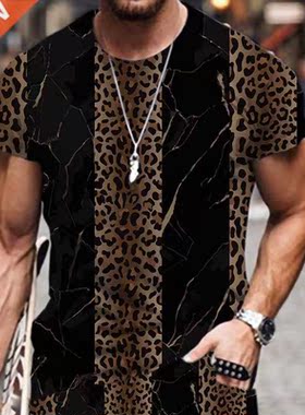 2022 New Men's T-shirt T-shirt Luxury high-end leopard print