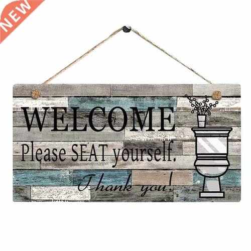 Rectangular Welcome Sign Wood Plaque Art Wall Letter Print