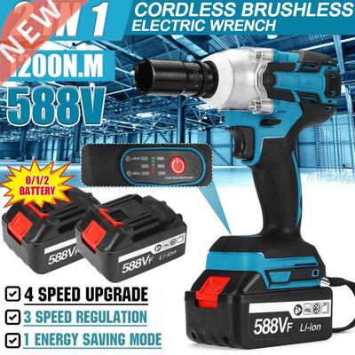 1200 N.M Brushless Electric Impact Wrench 588vf 1/2inch Powe