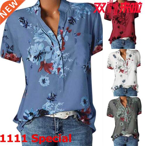 大码女士短袖衬衫S-5XL Large Short Sleeve Shirt for Ladies