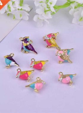 MRHUANG 10pcs/pack 14*17mm 3D Cute Bird enamel Charms Connec