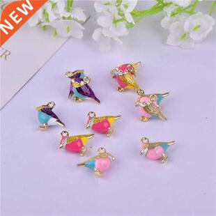 MRHUANG 10pcs/pack 14*17mm 3D Cute Bird enamel Charms Connec
