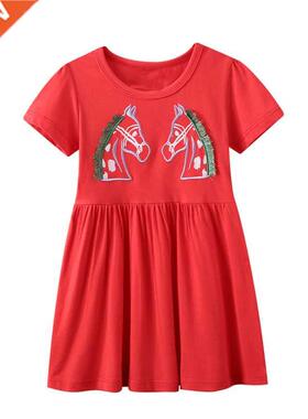 Little maven Baby Girls Summer Dress Red Lovely Flower Casua