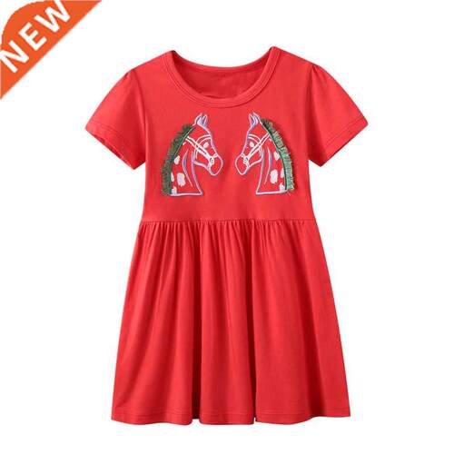 Little maven Baby Girls Summer Dress Red Lovely Flower Casua