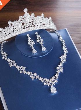 Luxury Bridal Tiaras Crown Leaf Wedding Jewelry Sets Stateme