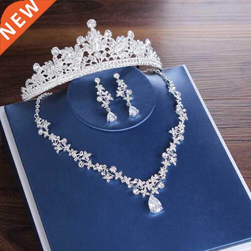 Luxury Bridal Tiaras Crown Leaf Wedding Jewelry Sets Stateme