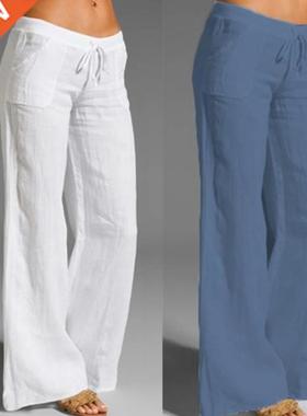 2023 Pants New Women Loose High waist Cotton Linen Harem pan