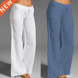 2023 Pants New Women Loose High waist Cotton Linen Harem pan