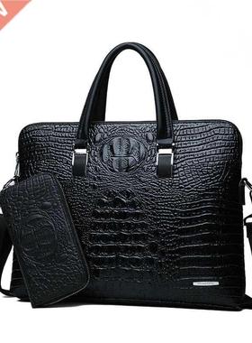 Double Layer Men's Handbag Men Briefcases Leather Handbags C