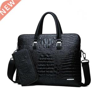 Double Layer Men's Handbag Men Briefcases Leather Handbags C