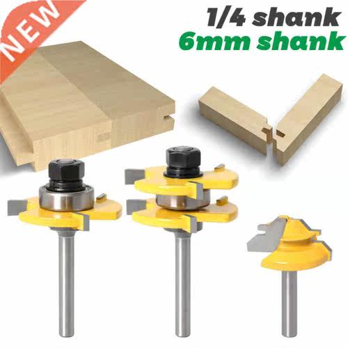 3PCS 6mm 1/4 Shank high quality Tongue & Groove Joint As