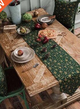 Christmas Table Runner Green Table Mats Cotton Linen