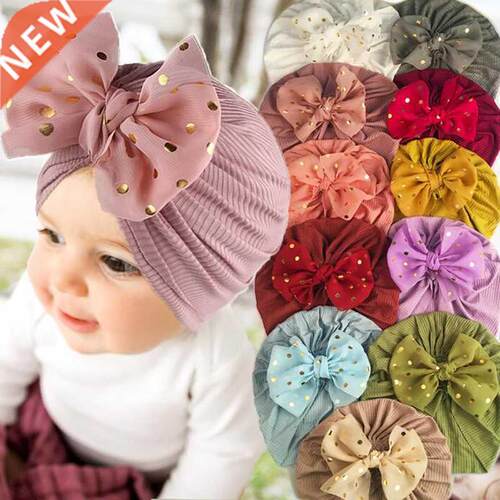 Lovely Shiny Bowknot Baby Hat Cute Solid Color Baby Girls Bo