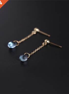 DAIMI Sky blue topaz earrings female gemstones genuine yello
