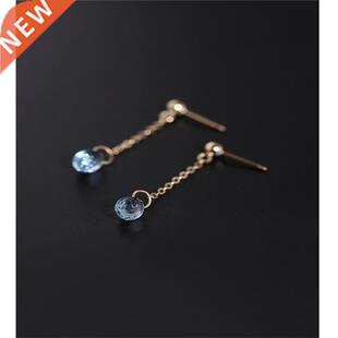 DAIMI Sky blue topaz earrings female gemstones genuine yello