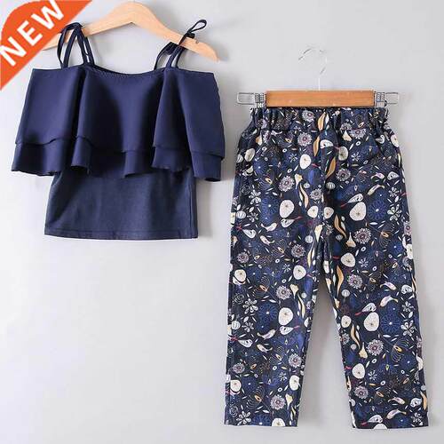 Summer Teen Girls Chffion Vest T Shirt Flower Pants Clothing