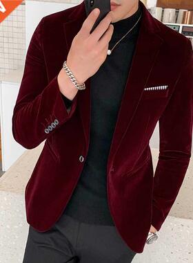 Burgundy Velvet Blazer Men 2020 Faion Casual Blazer Men We