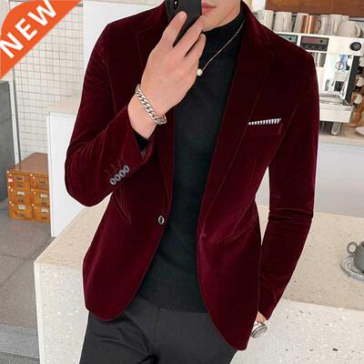 Burgundy Velvet Blazer Men 2020 Faion Casual Blazer Men We