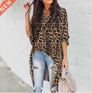 2019 Women Ladies V-Neck Casual Blouse Flare Sleeve Irregula