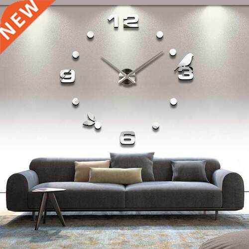 Free shipping new real metal 3d diy acrylic mirror wall cloc