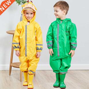 Hooded Kids Raincoat High Visibility Reflective Rainsuit R