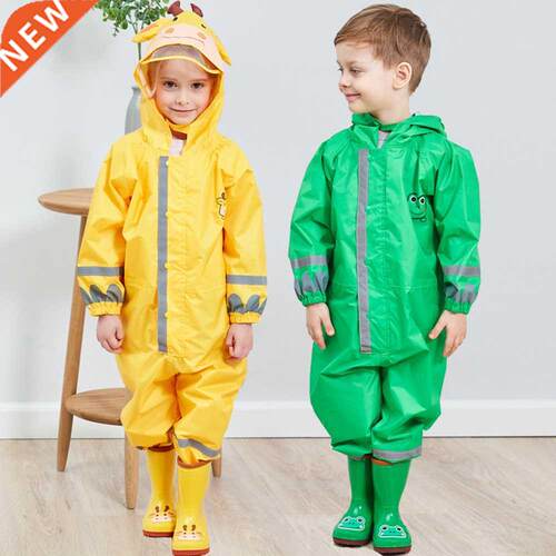 Hooded Kids Raincoat High Visibility Reflective Rainsuit R