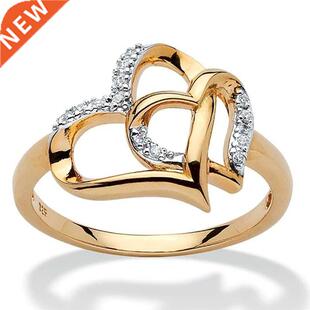 fashion cate Double Heart Finger Ring For Women CZ Zirconia