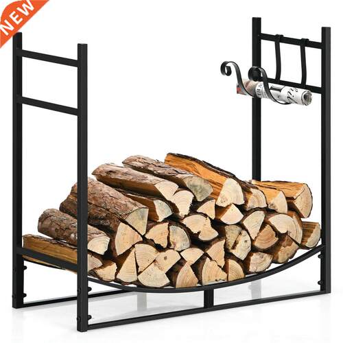 Costway 33” Firewood Rack W/ Removable Kindling Holder