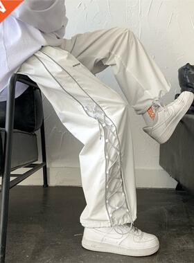 Streetwear White Cargo Pants Men Wide Pants Harajuku Loose S