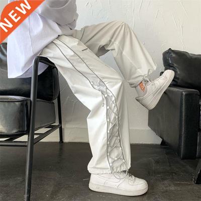 Streetwear White Cargo Pants Men Wide Pants Harajuku Loose S