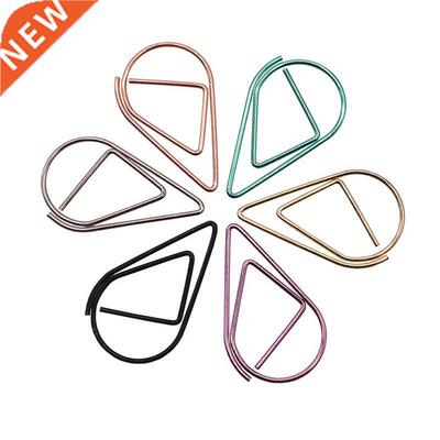 50 Pcs Metal Material Drop Shape Paper Clips Gold Silver Col