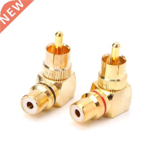 2X RCA Male To Female Gold Plated Connector 90 Degree Adapte