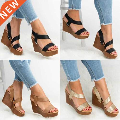 Women Sandals Wedge Platform Sandals Summer Slip On Ladies H
