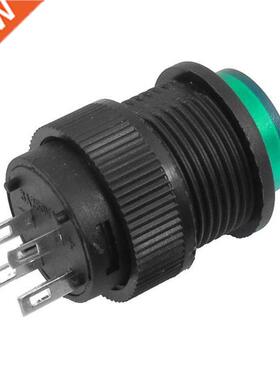 2 Pcs 4 Terminals Green LED Lamp Momentary Button Switch DC