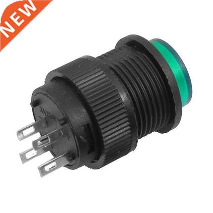 2 Pcs 4 Terminals Green LED Lamp Momentary Button Switch DC