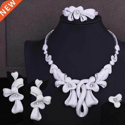 GODKI Luxury 4 PCS Hot Geometric Flower Women Wedding Cubic
