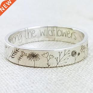 Vintage Simplicity Carved Flower Ring for Women Men Bohemian