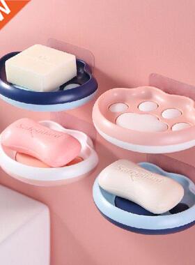 Soap Plate Box Drain Shelf Case Wall Adhesive Plastic Soap