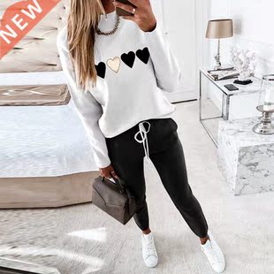 2021 Women Anchor Print Patchwork Homewear Casual V Neck