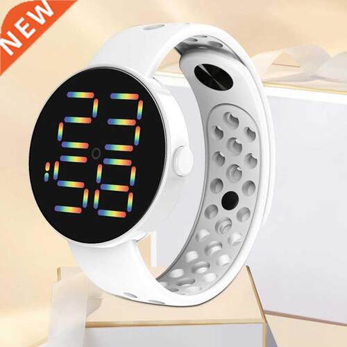 LED Electronic Watch Rainbow Button Waterproof Digital Sport