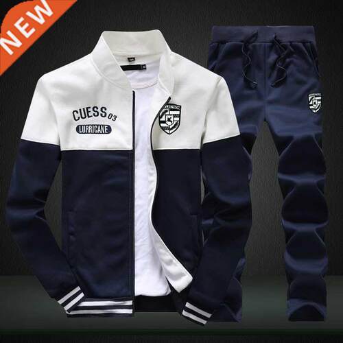 Men's Fashion Casual Sport Suit Zipper Coat+Pant Tracksuit M